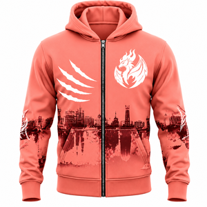 Custom Apparel Manufacturer 100% Cotton Cut & Embroidered Hot-Fix Rhinestone Graphic Print <b>Zip</b> <b>Hooded</b> Sweatshirts - Product Image 2
