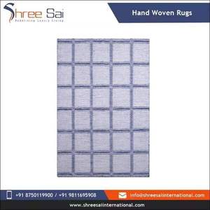 Tapis Kilim fait main de qualité supérieure, bleu et blanc, motif géométrique à carreaux, rectangulaire, à poils plats, tissé, au prix le plus bas - Product Image 2