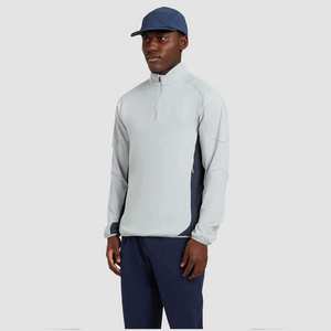Sudadera Deportiva de Punto para Hombre, Color Gris Claro, Manga Larga, Cuello Alto con Cierre de Cremallera, Corte Regular, Secado Rápido, Color Sólido - Product Image 1