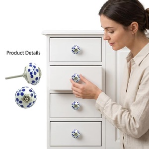 Ba Porcelain Cabinet <b>Knobs</b> Round Blue <b>White</b> Modern Design Kitchen Drawer Handle Durable Wardrobe Home Office - Product Image 4