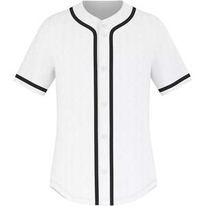 Camiseta de Béisbol Blanca de Manga Corta con Botones al Frente, Unisex, para Adultos, Transpirable, de Poliéster, Color Sólido, para Todas las Temporadas, Corte Regular - Product Image 1