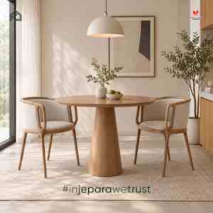 Chaise de salle à manger en bois massif avec siège rembourré, accoudoirs courbes, mobilier minimaliste pour salle à manger - Product Image 6