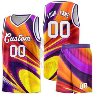 Conjunto de Uniforme de Baloncesto Personalizado, Sublimado, Degradado, Malla, Cuello en V, Sin Mangas, 100% Poliéster, Transpirable, Unisex, Adulto, Todas las Temporadas - Product Image 5