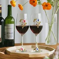 Ensemble de 2 verres à vin floraux, verrerie à vin, verres à vin, cadeaux de Noël