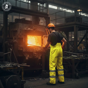 Combinaison de travail orange haute visibilité avec bandes réfléchissantes et bretelles réglables pour usage industriel - Product Image 5
