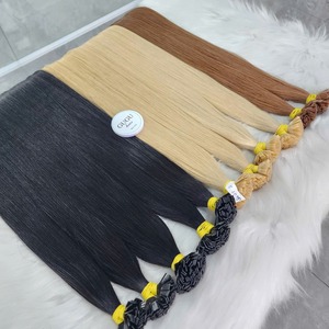 Extensions de cheveux naturels vierges vietnamiens lisses à pointe plate, 100 % cheveux humains, doux, sans nœuds, noirs, double épaisseur, prix d'usine - Product Image 1