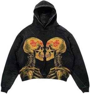 Sudadera con capucha de invierno para hombre con estampado French Terry Dtg de 500g/m2 con logotipo personalizado, tejido con forro lavado ácido vintage impermeable - Product Image 3