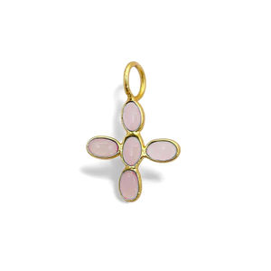 Pendentif croix serti de péridot, ovale lisse 5x3mm, péridot naturel plaqué or, breloques faites à la main, fournisseurs de bijoux d'Inde - Product Image 2