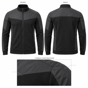 Chaqueta Bomber Deportiva para Hombre con Cuello Alto, Paneles de Tejido Elástico, Bolsillos con Cremallera, Transpirable, Poliéster y Spandex, Corte Ajustado, para Otoño - Product Image 2