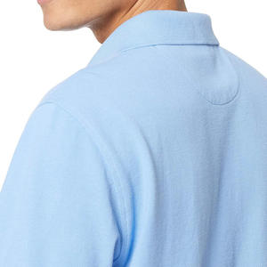 Men's Light <b>Blue</b> Solid Color Knitted <b>Polo</b> <b>Shirt</b> Short Sleeve Casual O-Neck Design - Product Image 4
