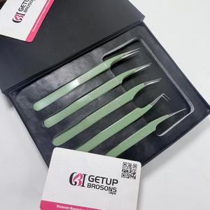 Juego de Pinzas para Pestañas GETUP BROSONS IMPEX de Acero Inoxidable de Precisión, Nuevas, con Punta Lisa de 10 mm, Antiestáticas, para Aislamiento/Curvas/90°/Boot - Product Image 4