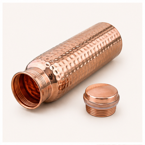 Pure <b>Copper</b> Eco-Friendly Water Bottle Handmade Hammered Design for Ayurvedic Health Benefits Yoga Gym & Travel - Product Image 3