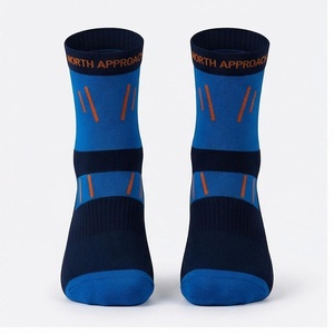 Crew <b>Socks</b> Geometric Pattern Blue Breathable <b>Running</b> <b>Socks</b> for Adults Spring Season - Product Image 1