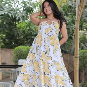 Vestido Midi Holgado Elegante de Buena Calidad para Mujer, con Cintura Natural, para Fiestas, Ecológico, Suministro Mundial - Product Image 1