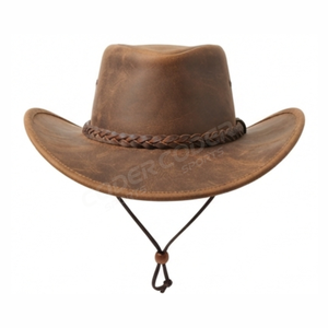 Chapeaux de cowboy unisexes en cuir véritable avec ceinture en cuir, taille personnalisée pour les activités hivernales en plein air, les fêtes et les voyages - Mode toutes saisons - Product Image 4