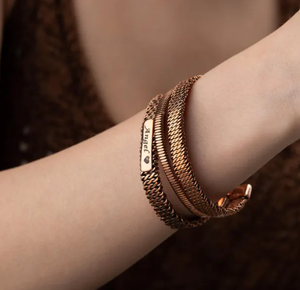 Pure Copper Surface Multi Strand Coil Mesh <b>Bracelet</b> Custom Engraved <b>Name</b> Plate Adjustable Spiral Wrap Wristband - Product Image 6