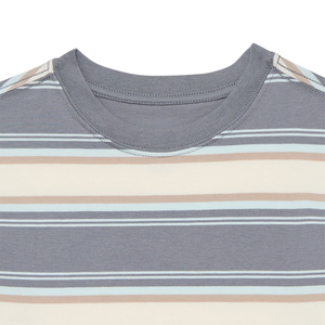 เสื้อยืดเด็กแขนสั้นคอกลมลายทาง ผ้าถัก 100% คอตตอนออร์แกนิค เป็นมิตรกับสิ่งแวดล้อม ระบายอากาศได้ดี ขายส่ง MOQ ต่ำ ทรงเข้ารูป - Product Image 2