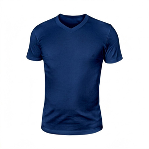 เสื้อยืดคอกว้างผู้ชาย สีพื้น แขนสั้น ทรงปกติ สไตล์ลำลอง ผ้าถัก ดีไซน์เรียบ - Product Image 2