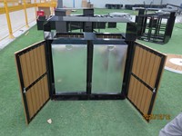 Couvercle de poubelle commerciale sur mesure en acier galvanisé pour poubelle de jardin à porte en bois, couvercle de bac à déchets extérieur