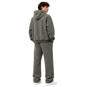 Conjunto de Sudadera con Capucha y Pantalones Deportivos Holgados de Algodón 400 GSM con Lavado Ácido Personalizado, Estilo Vintage, OEM - Product Image 3