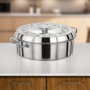 Stainless Steel Casserole with Polished Lid Durable Serveware Hotpot <b>Buffet</b> Casserole Food <b>Warmer</b> Majlis Party for Middle East - Product Image 1