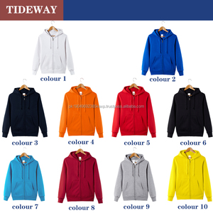 Sweats à capuche zippés aux couleurs personnalisées pour hommes avec logo brodé Vêtements d'hiver-Teints unis pour hommes et femmes - Product Image 3