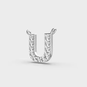 Collar con Colgante de Letra U, Plateado en Plata, con Circonitas Cúbicas Engastadas, Clásico, Unisex, para Uso Diario - Product Image 1