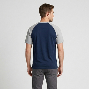 T-shirt décontracté pour homme à col rond et manches raglan, en mélange polyester/coton, tissu respirant, t-shirt élégant - Product Image 5