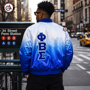 Blouson Bomber en Satin à Col Montant pour Homme de la Fraternité Phi Beta Sigma avec Broderie et Impression par Sublimation pour l'Hiver - Product Image 2