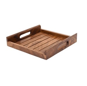 Natural Wood Serving Carrier for Morning <b>Breakfast</b> Afternoon Tea Snacks Desserts Drinks and Family Gatherings - Product Image 3