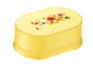 Porte-savon en plastique Flora avec couvercle, design ovale jaune, accessoire de salle de bain moderne, nettoyage facile, utilisation sans électricité - Product Image 2