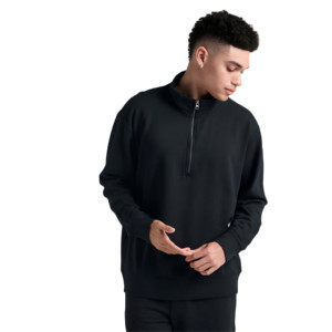 New High Quality Light <b>Weight</b> Trendy Fashionable Half Zipper Sweatshirt Cotton Polyester <b>Stand</b> Caller OEM men sweatshirt - Product Image 1
