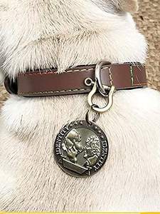 Breloque de collier pour animaux de compagnie en laiton doré antique, étiquette ronde pour chiots et chiens, accessoire décoratif importé - Product Image 4