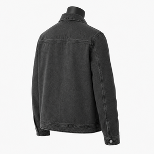 Veste en jean noir délavé pour homme, fermeture éclair, style streetwear décontracté, veste de travail en coton, fabricant OEM ODM - Product Image 4