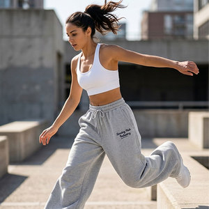OEM Service <b>Baggy</b> Sweatpants For Women Breathable Fleece Fabric Soft Touch High Waist <b>Track</b> Jogger Loose Fit <b>Pants</b> For Women - Product Image 4