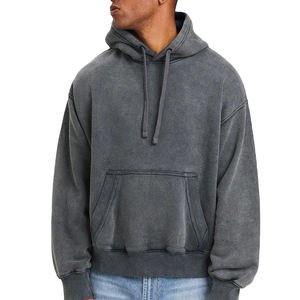 Sweat à capuche oversize vintage pour homme en coton 100% lavé et teint à l'acide, avec impression par transfert personnalisée - Product Image 1