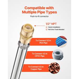 صنبور خارجي مقاوم للتجمد والشفط بطول 12 بوصة، موصل 1/2 بوصة سهل التركيب، صنبور خرطوم 3/4 بوصة، طراز حوض بدون رصاص - Product Image 5