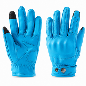 TANVEX Yellow Full Finger Leather Racing <b>Gloves</b> <b>Touchscreen</b> Compatible Tips Adjustable Wrist Strap Button Closure Unisex Outdoor - Product Image 2