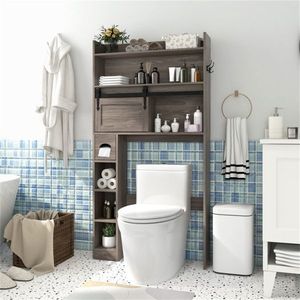 Gray Toilet Storage Cabinet for Bathroom Furniture - Product Image 1