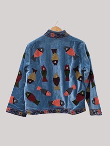 Chaqueta de Terciopelo Bordada a Mano con Cuello Mandarín, Manga Larga, Estampado Animal, Cierre de Cremallera, Blusón de Otoño para Mujer - Product Image 3
