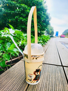 Compostable <b>Cup</b> Holder with Natural Leaf Handle <b>Reusable</b> Drink Carrier for Coffee Shop Packaging - Product Image 5