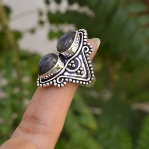 Natural <b>Labradorite</b> <b>Ring</b> 925 Sterling Silver Blue Fire <b>Labradorite</b> Gemstone Jewelry Blue Flash Stone <b>Ring</b> Unique Gift for Her - Product Image 3