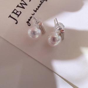 6-7MM Seawater Inspired Pure Silver Flower Wreath Accessory Non-Cut Bead Micro Flaw Strong <b>Fine</b> <b>Stud</b> <b>Earrings</b> Same Song Hye - Product Image 3