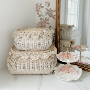 Juego de Cestas de Mimbre Hechas a Mano en Vietnam, Ecológicas, 2 Elegantes Cestas de Almacenamiento con Borde Festoneado y Tapa, Multiusos para Guardería - Product Image 6
