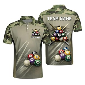 Camiseta de Polo Personalizada para Hombre, Manga Corta, Diseño de Billar con Impresión Digital, Secado Rápido, Poliéster, Ropa Casual - Product Image 5