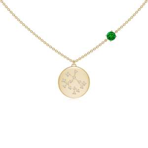 High Quality 14K <b>Solid</b> <b>Gold</b> Natural Emerald Gemini Medallion <b>Pendant</b> Fine Jewellery Zodiac Anniversary Jewellery - Product Image 1