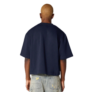 Camiseta de Manga Corta Azul Marino Extra Grande para Hombre, Cuello Redondo, Informal, de Punto Jersey, Algodón, Diseño Liso, Corte Regular - Product Image 2