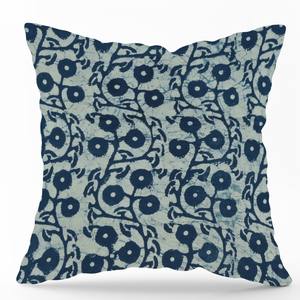Funda de Cojín con Estampado a Mano con Tinte Índigo Natural, Funda de Almohada Decorativa de Algodón para Sofá, Exportador de Textiles Indios - Product Image 1