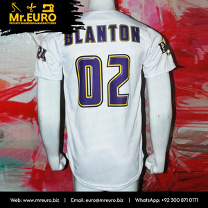 Camiseta de Béisbol Sublimada Personalizada, Panthers 02, Blanca y Amarilla, Manga Corta, Unisex, Absorbe la Humedad, Antibacteriana, Cuello en V, 100% - Product Image 5