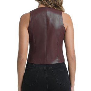 Chaleco de cuero duradero para mujer, chaleco informal con botones de cuero auténtico, chaqueta sin mangas para mujer, chaleco de cuero para mujer - Product Image 5